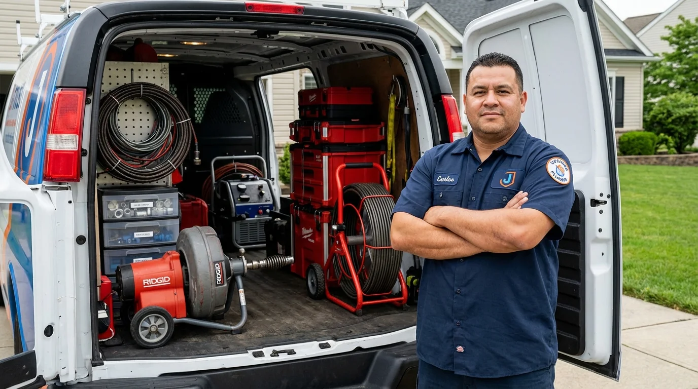 Professional drain cleaning equipment and Johns Plumbing LLC plumber in Slippery Rock